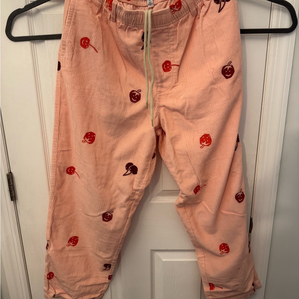 Urban Outfitters Peach Corduroy Pants with Cherry Print